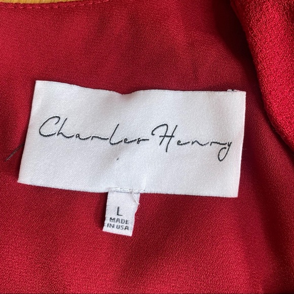 Charles Henry Tiered Ruffle Sleeve Dress red Large - Picture 3 of 6